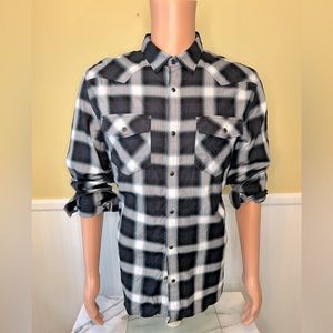 Shadow plaid Western shirt with snap buttons from Banana Republic